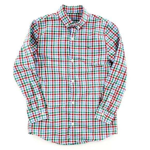 Vineyard Vines Performance Button Down Long Sleeve Shirts Lot Of 5 Boys S Plaid - Picture 6 of 8